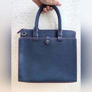 Lodis Audrey Linda Medium Satchel Purse Bag Shoulder Handbag Tote Blue Purple